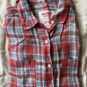 Mossimo Supply Co. Red and Blue Plaid Flannel Shirt